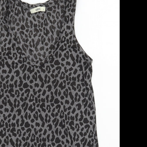 Oasis Womens Grey Animal Print  Basic Tank Size 8