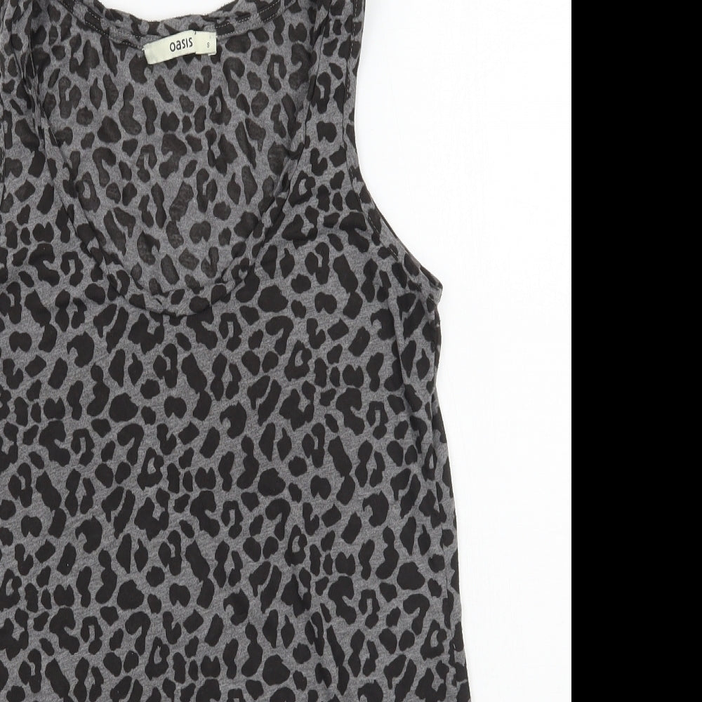 Oasis Womens Grey Animal Print  Basic Tank Size 8