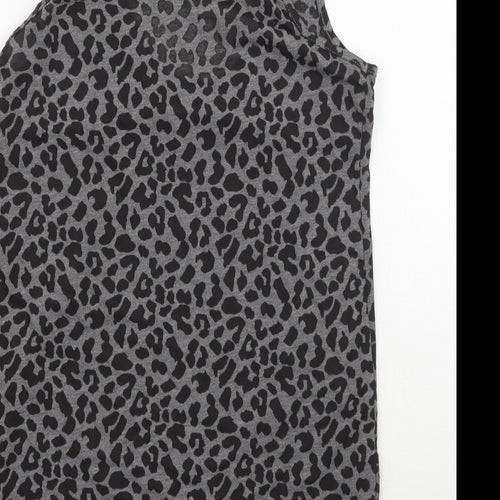 Oasis Womens Grey Animal Print  Basic Tank Size 8