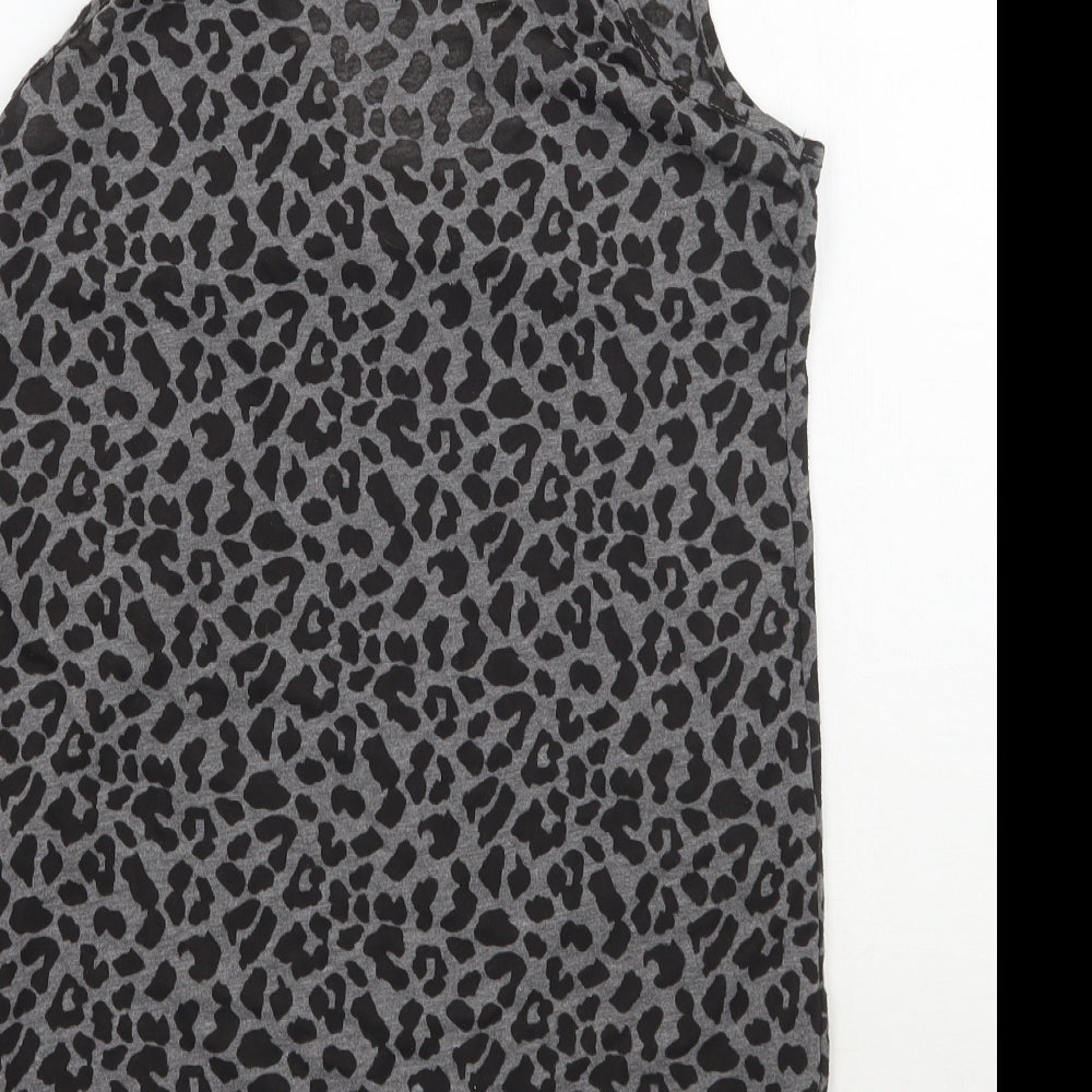 Oasis Womens Grey Animal Print  Basic Tank Size 8
