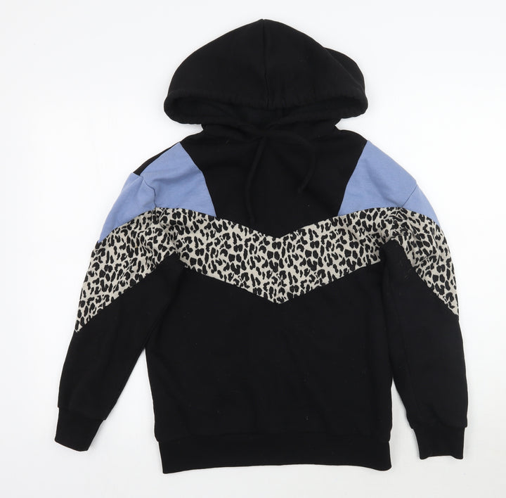 Matalan Womens Black Animal Print  Pullover Hoodie Size S