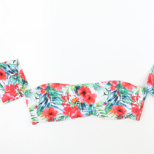 Hello Womens White Floral  Cropped Tank Size 10