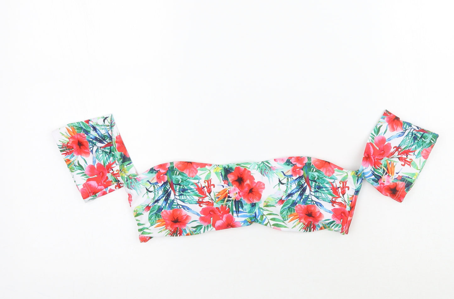 Hello Womens White Floral  Cropped Tank Size 10