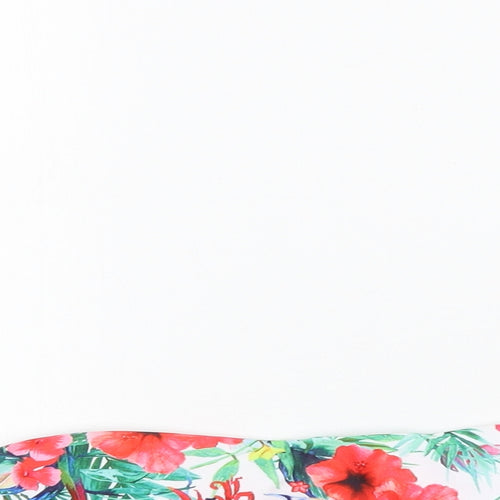 Hello Womens White Floral  Cropped Tank Size 10