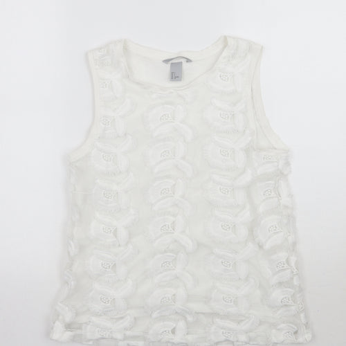 H&M Womens White Floral  Basic T-Shirt Size S