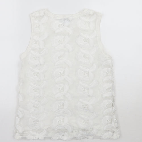 H&M Womens White Floral  Basic T-Shirt Size S