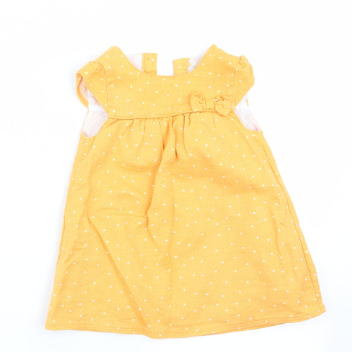 Primark Girls Yellow Polka Dot  A-Line  Size 9-12 Months