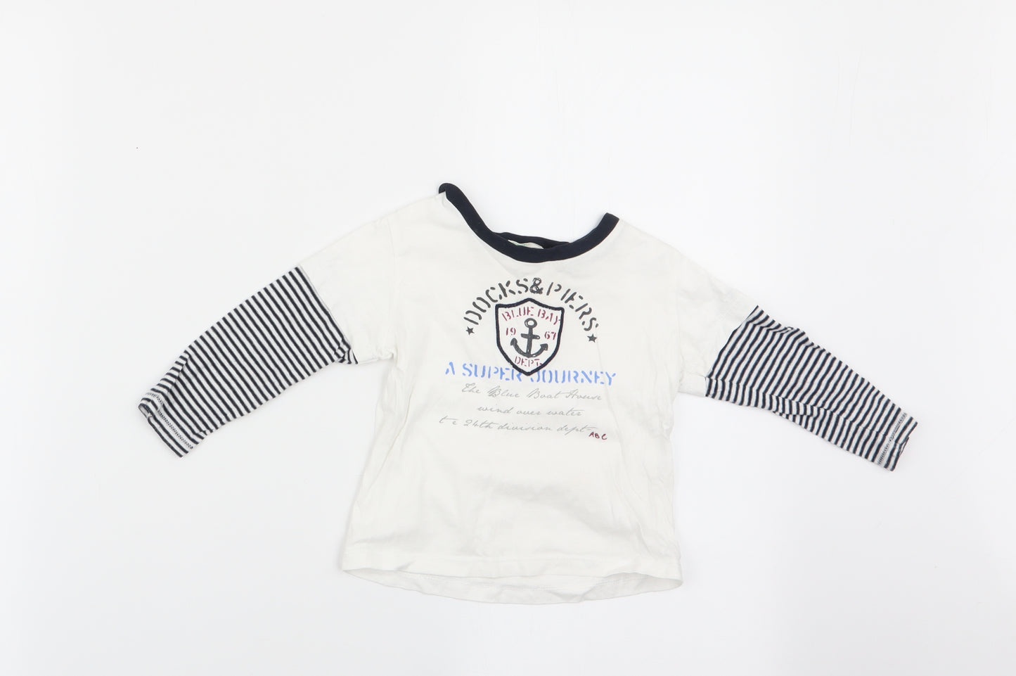Beneton Boys Ivory Striped  Basic Casual Size 9-12 Months  - Docks & Piers