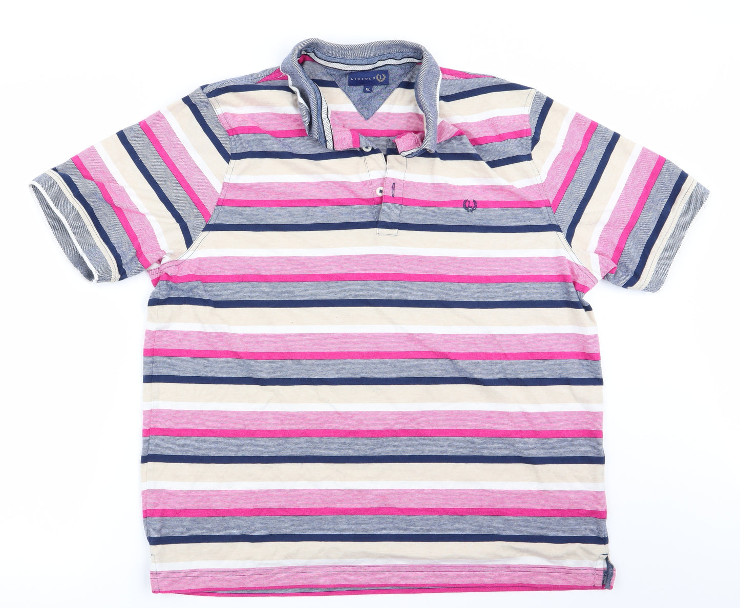 Lincoln Mens Pink Striped   Polo Size XL