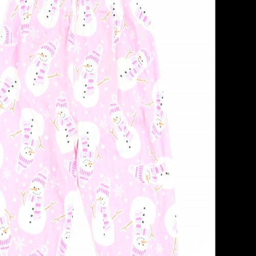 Preworn Girls Pink Solid   Pyjama Pants Size 7-8 Years  - Snowman Print