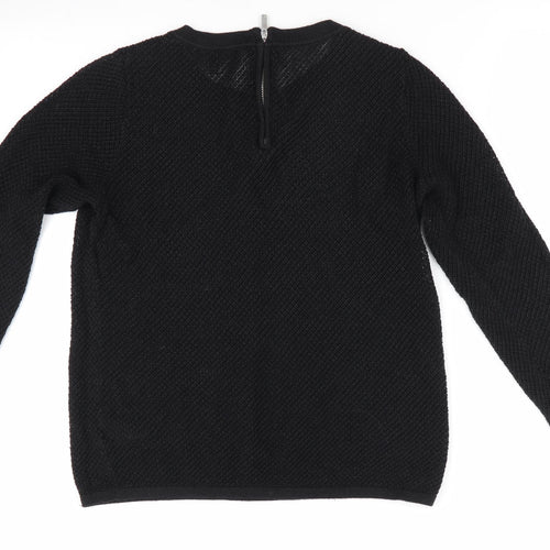 NEXT Womens Black   Pullover Jumper Size 8  - Open knit back zip subtle shimmer