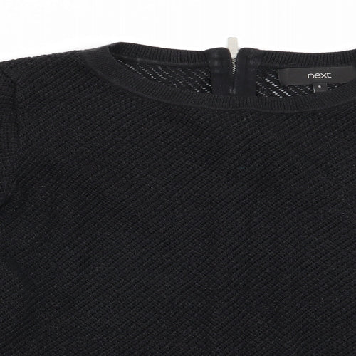 NEXT Womens Black   Pullover Jumper Size 8  - Open knit back zip subtle shimmer