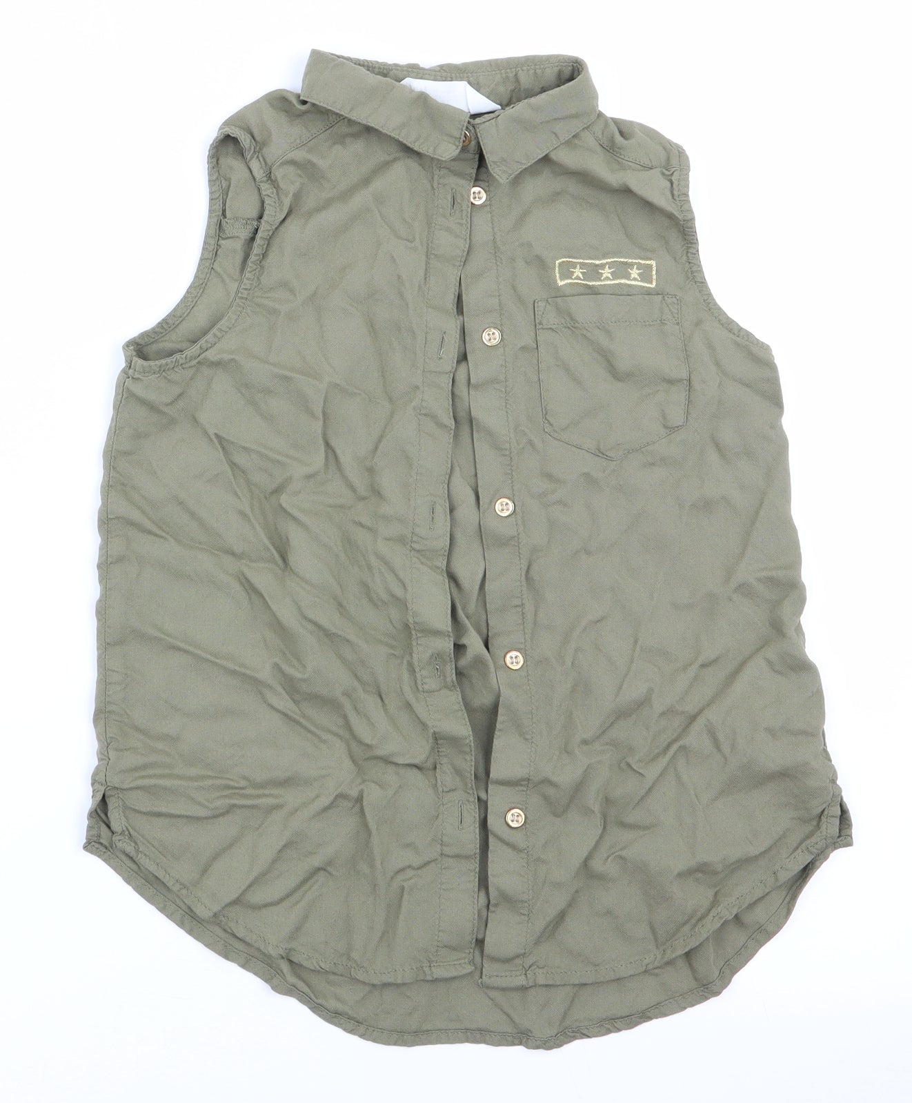 H&M Girls Green   Basic Blouse Size 10 Years  - Star Logo
