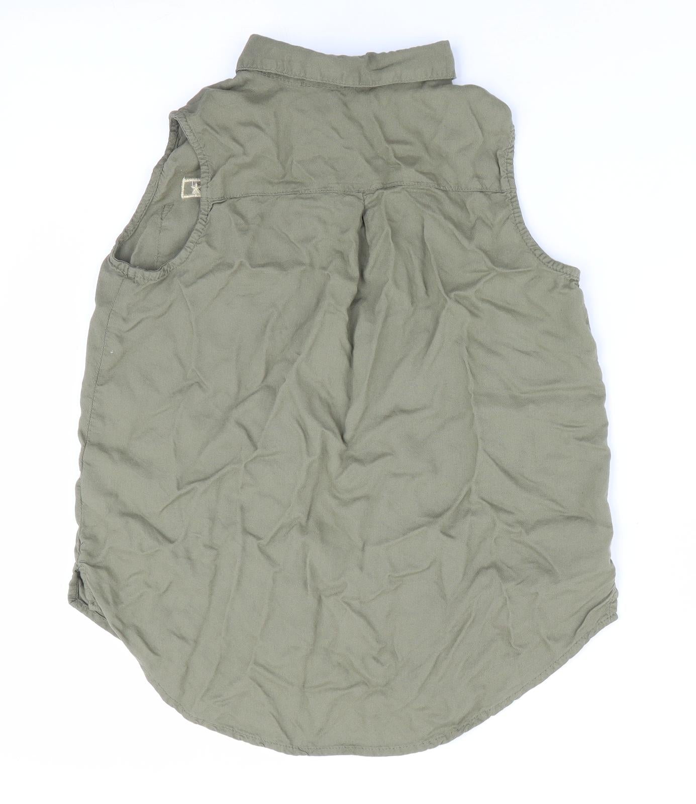 H&M Girls Green   Basic Blouse Size 10 Years  - Star Logo