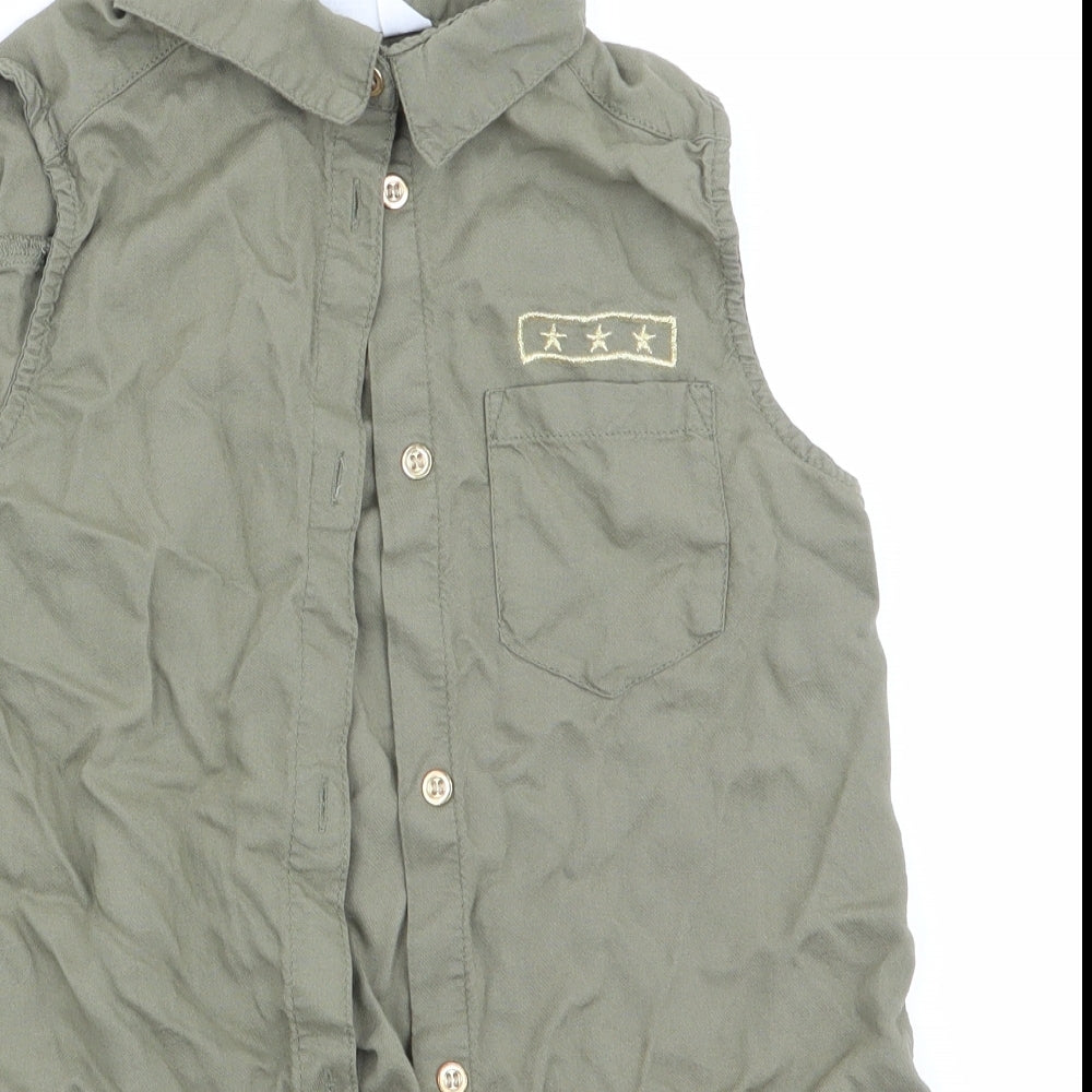 H&M Girls Green   Basic Blouse Size 10 Years  - Star Logo