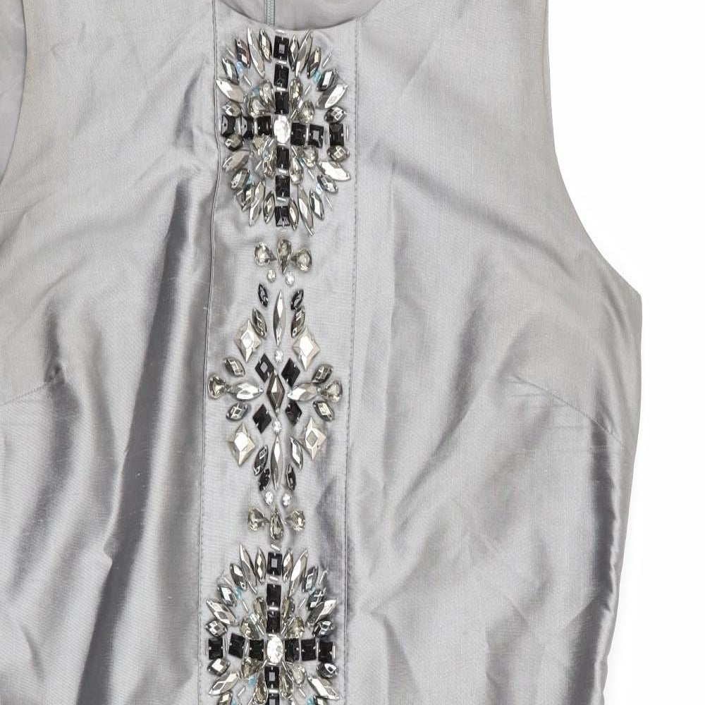 Oasis Womens Grey   Shift  Size 10  - Beaded neckline