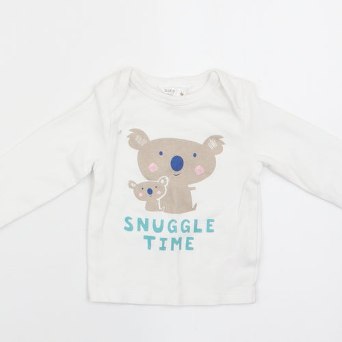 M&Co Boys White Animal Print   Pyjama Top Size 6-9 Months  - Snuggle Time