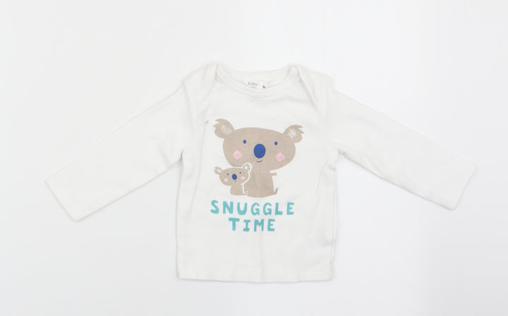 M&Co Boys White Animal Print   Pyjama Top Size 6-9 Months  - Snuggle Time