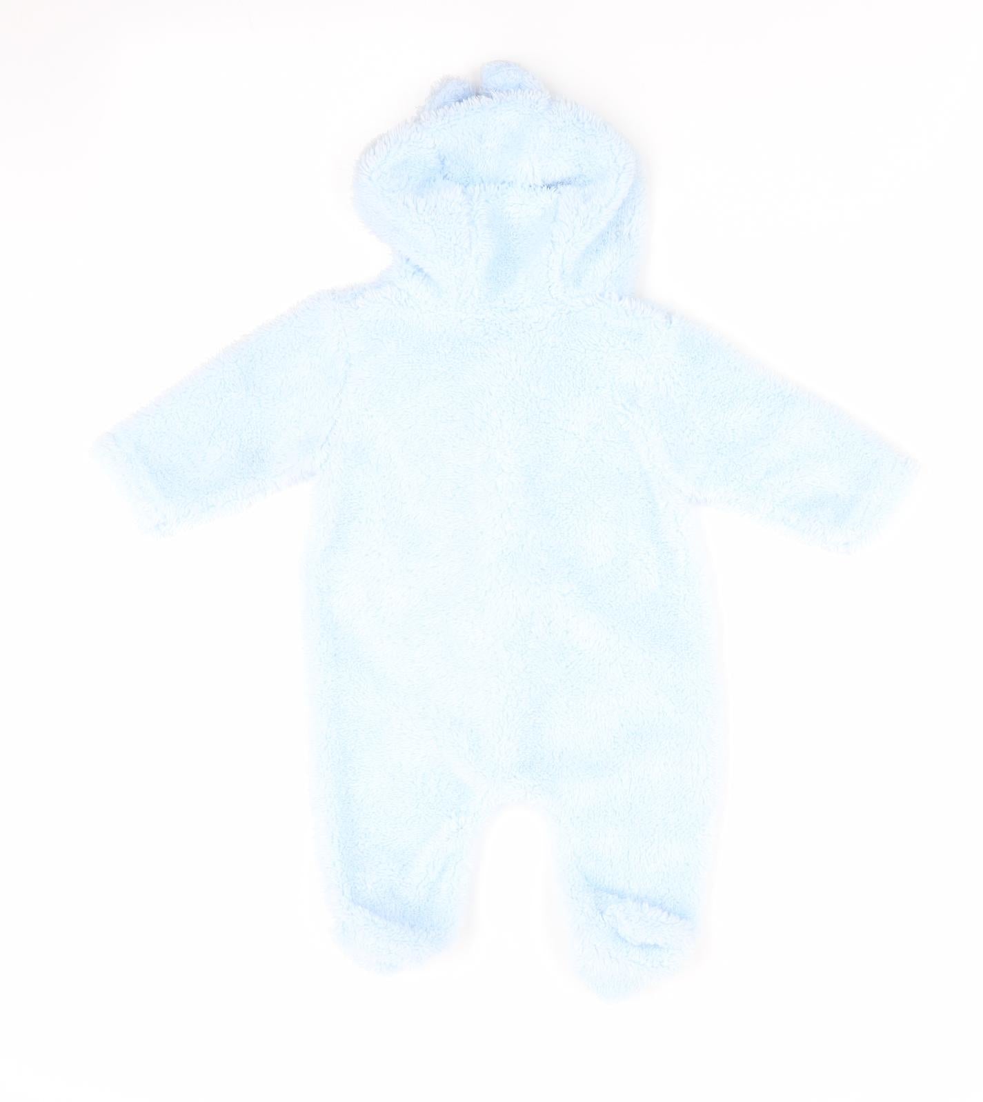 Little but Loud Boys Blue   Babygrow One-Piece Size 0-3 Months  - Ears on Hood Train Logo