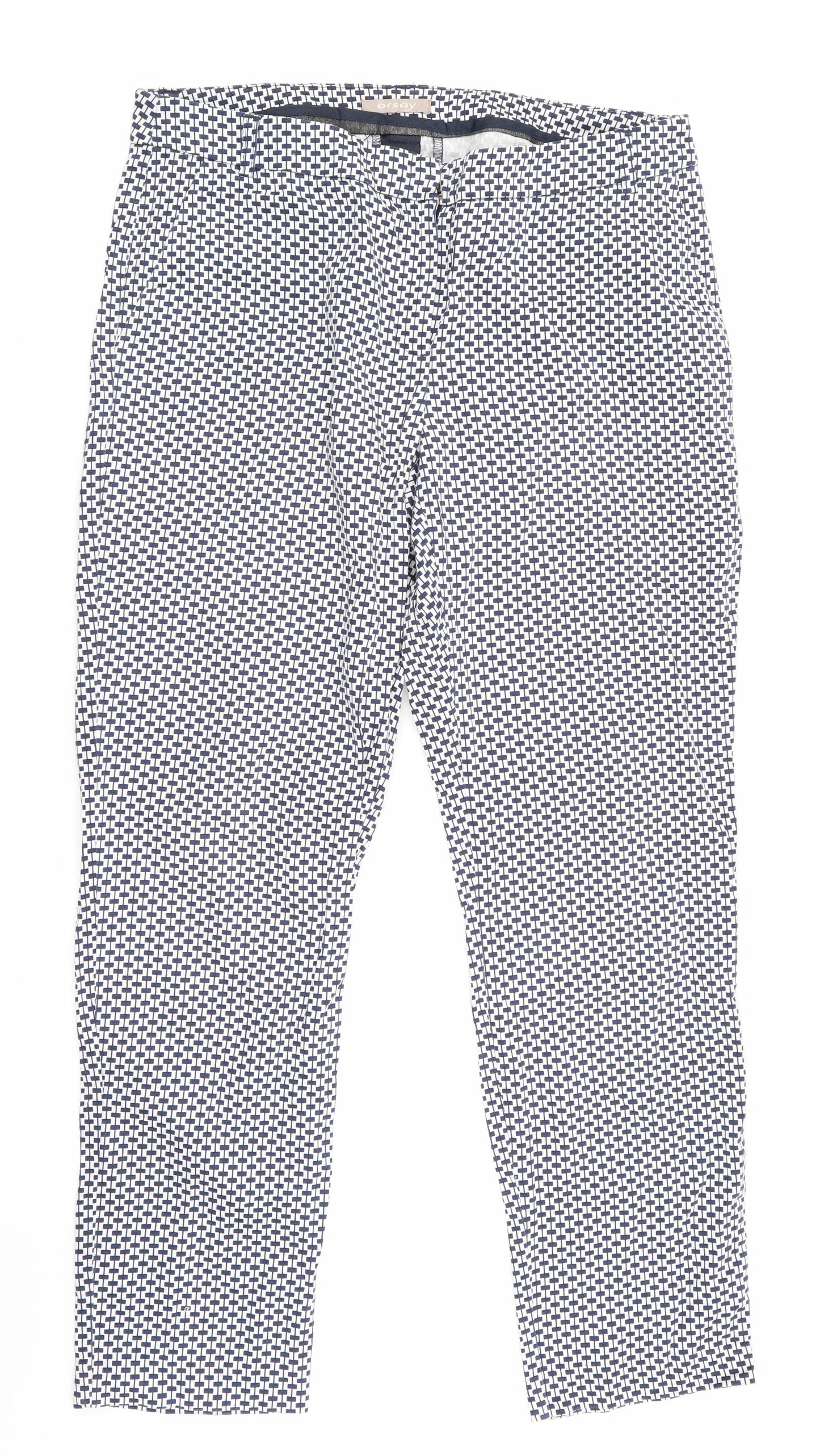 ORSAY Womens Blue Geometric  Trousers  Size 8 L26 in