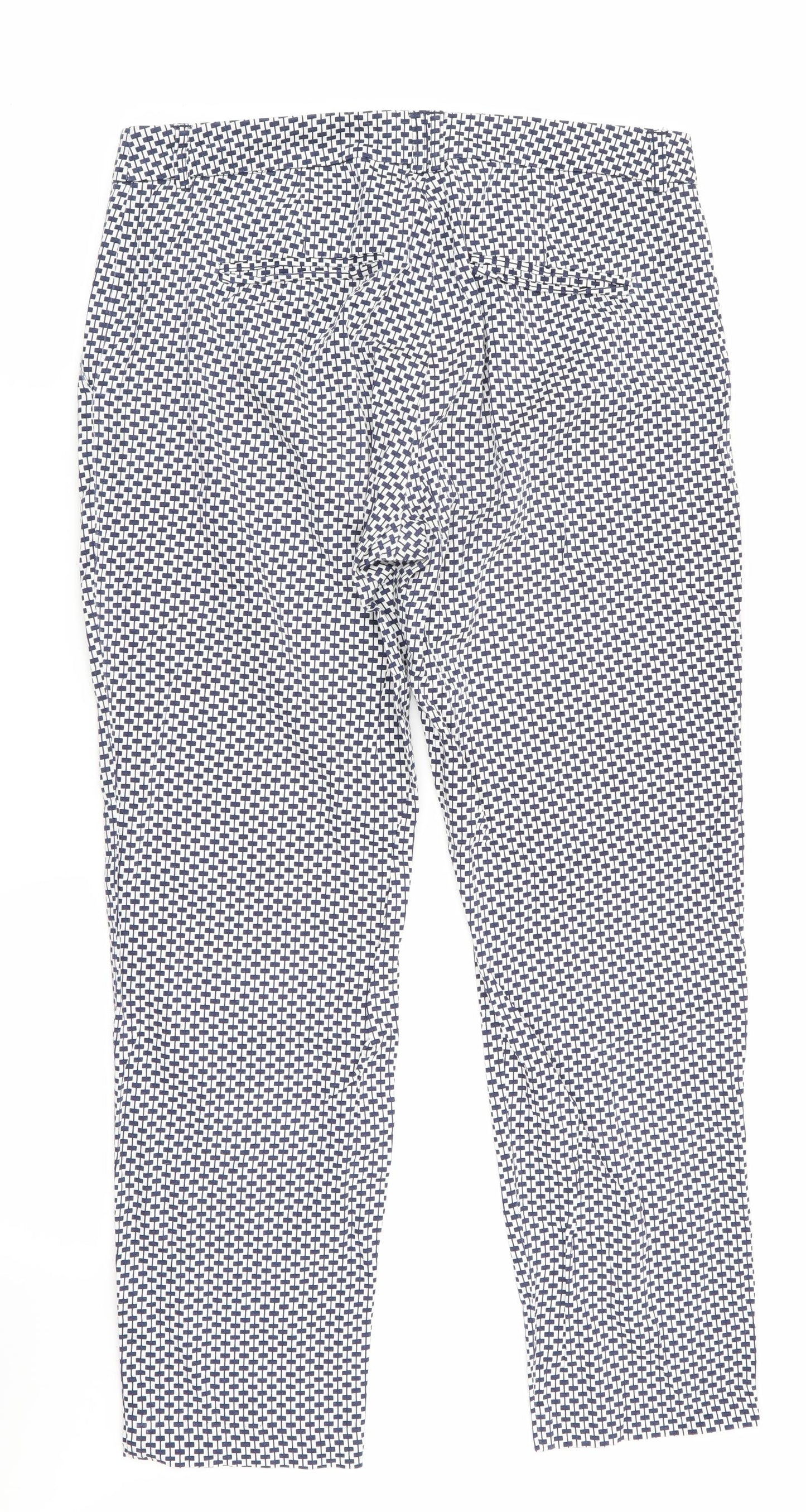 ORSAY Womens Blue Geometric  Trousers  Size 8 L26 in