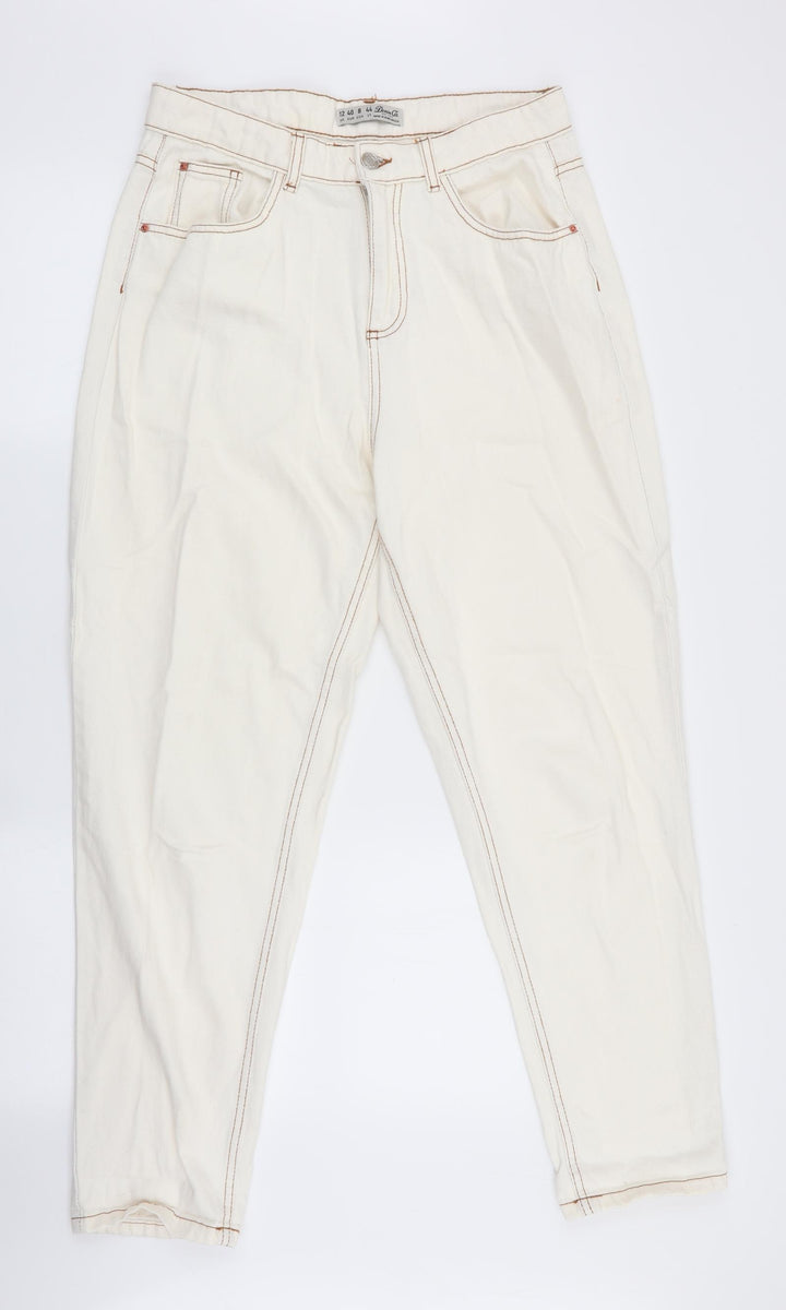 Denim Co Womens Ivory Straight Jeans Size 12 L28.5 in
