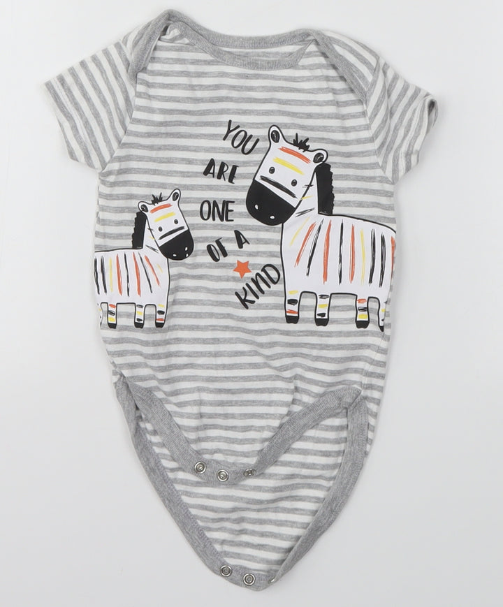 PEP & CO Baby Grey Striped  Babygrow One-Piece Size 6-9 Months