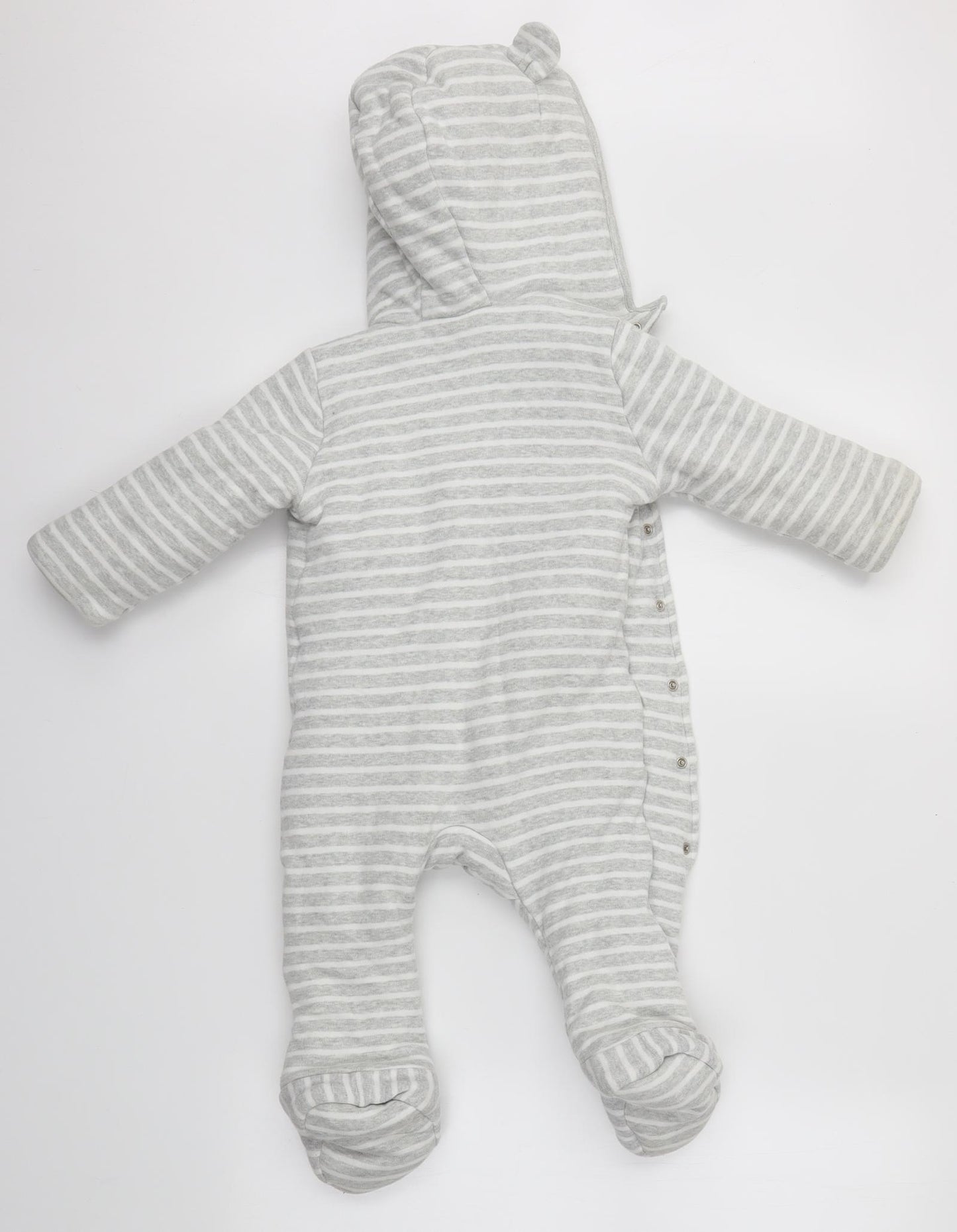 FRED & FLO Baby Grey Striped  Babygrow One-Piece Size 9-12 Months