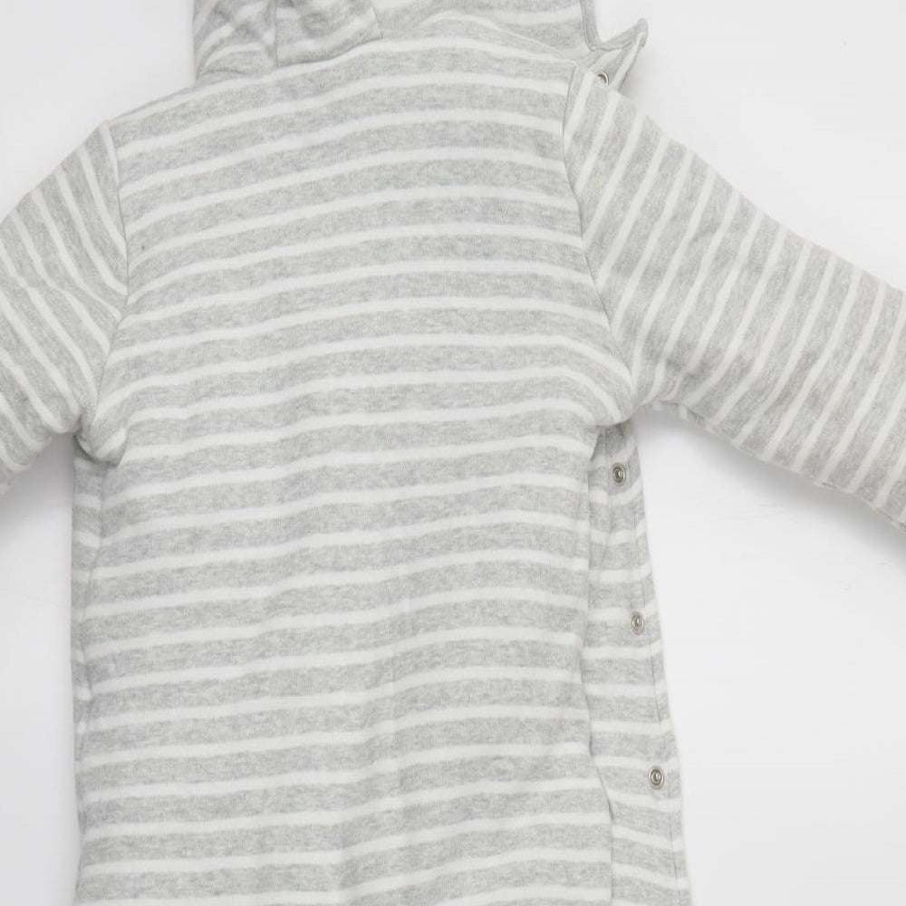 FRED & FLO Baby Grey Striped  Babygrow One-Piece Size 9-12 Months