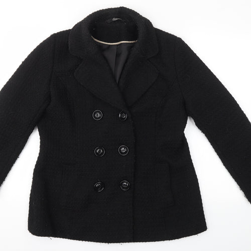 BM COLLECTION Womens Black   Overcoat Coat Size 14