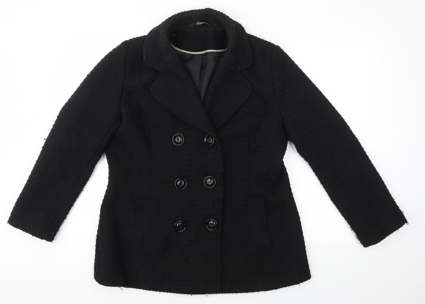 BM COLLECTION Womens Black   Overcoat Coat Size 14