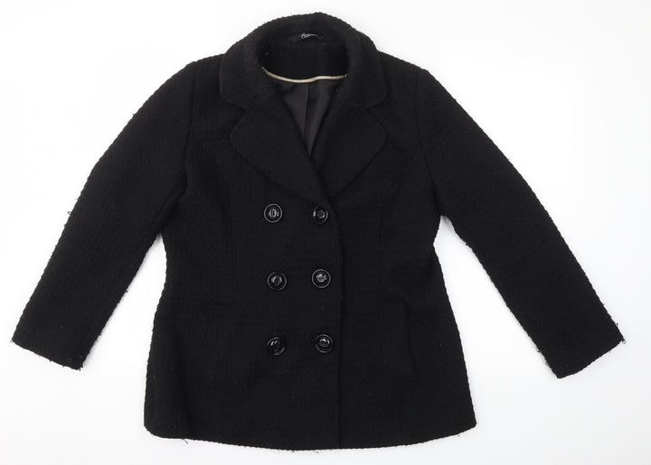 BM COLLECTION Womens Black   Overcoat Coat Size 14