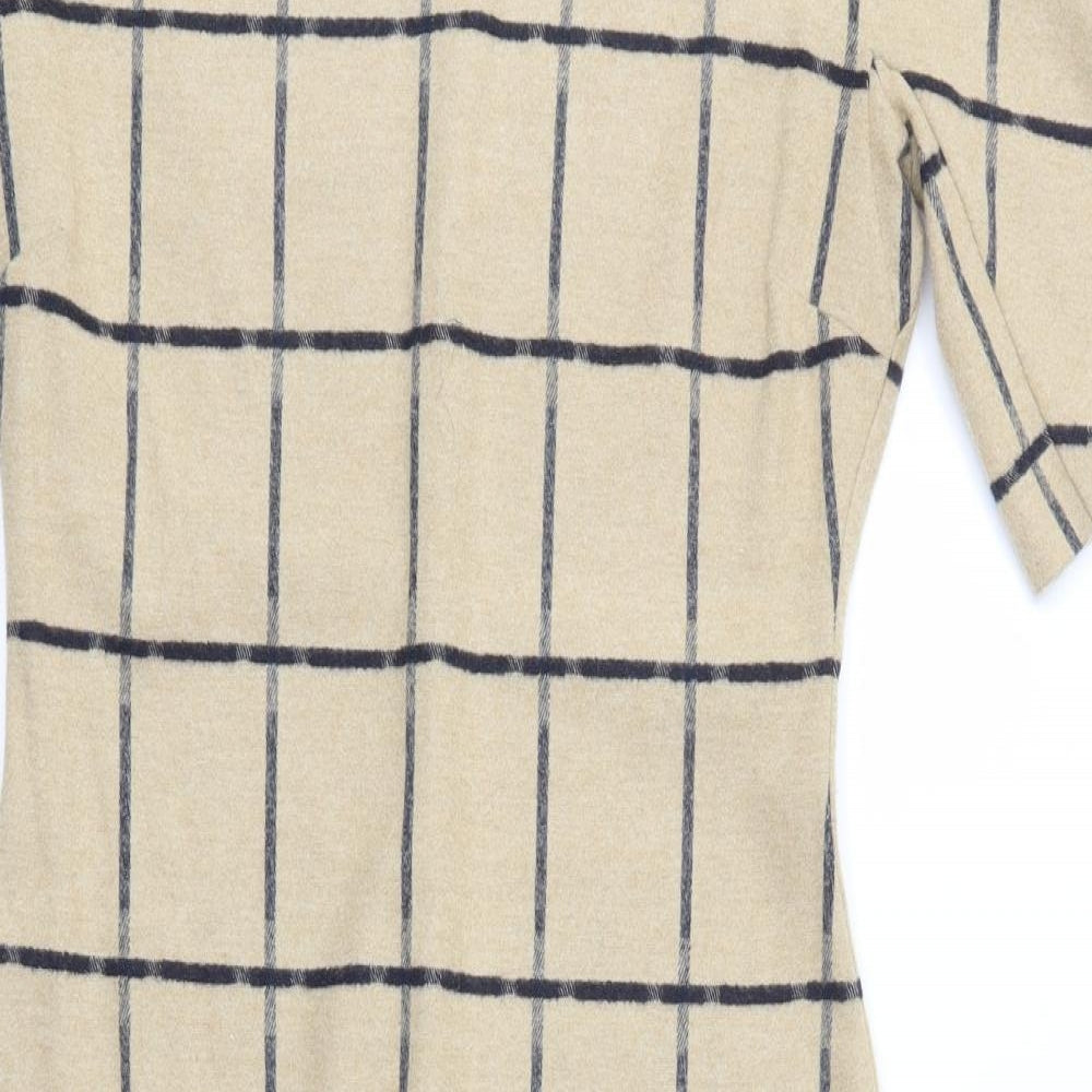 Zara Womens Brown Check  Pencil Dress  Size M