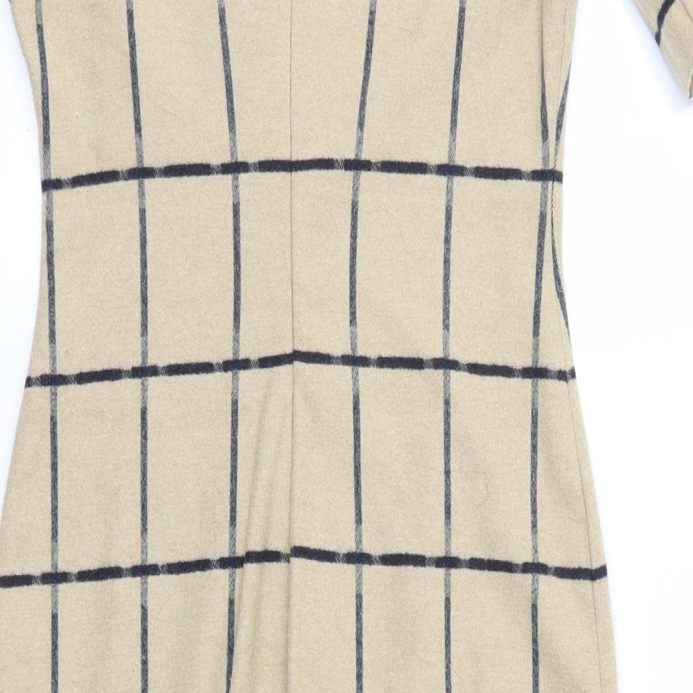 Zara Womens Brown Check  Pencil Dress  Size M