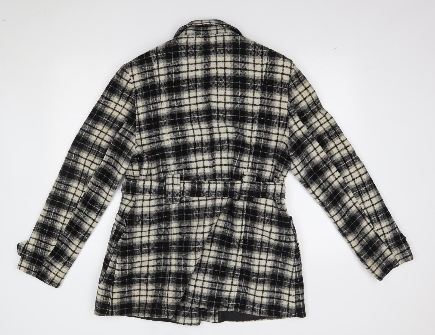 wishwood Womens White Plaid  Overcoat Coat Size 16