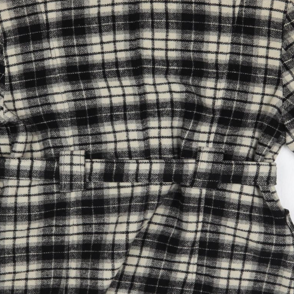 wishwood Womens White Plaid  Overcoat Coat Size 16