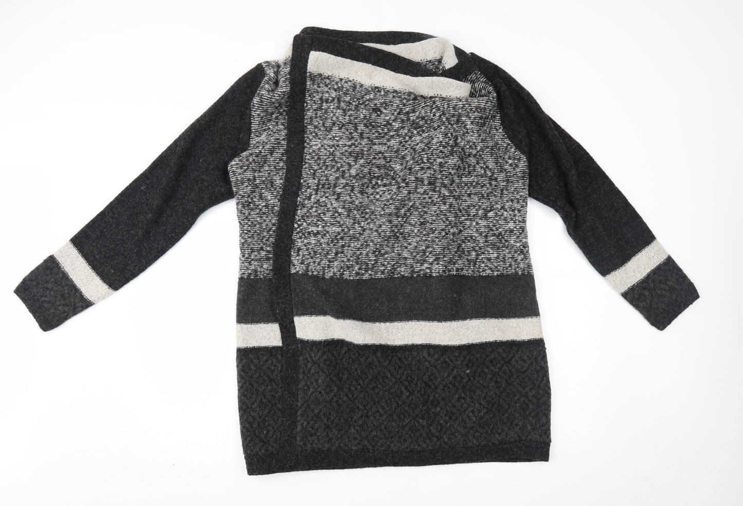 George Womens Grey Striped  Cardigan Jumper Size 14