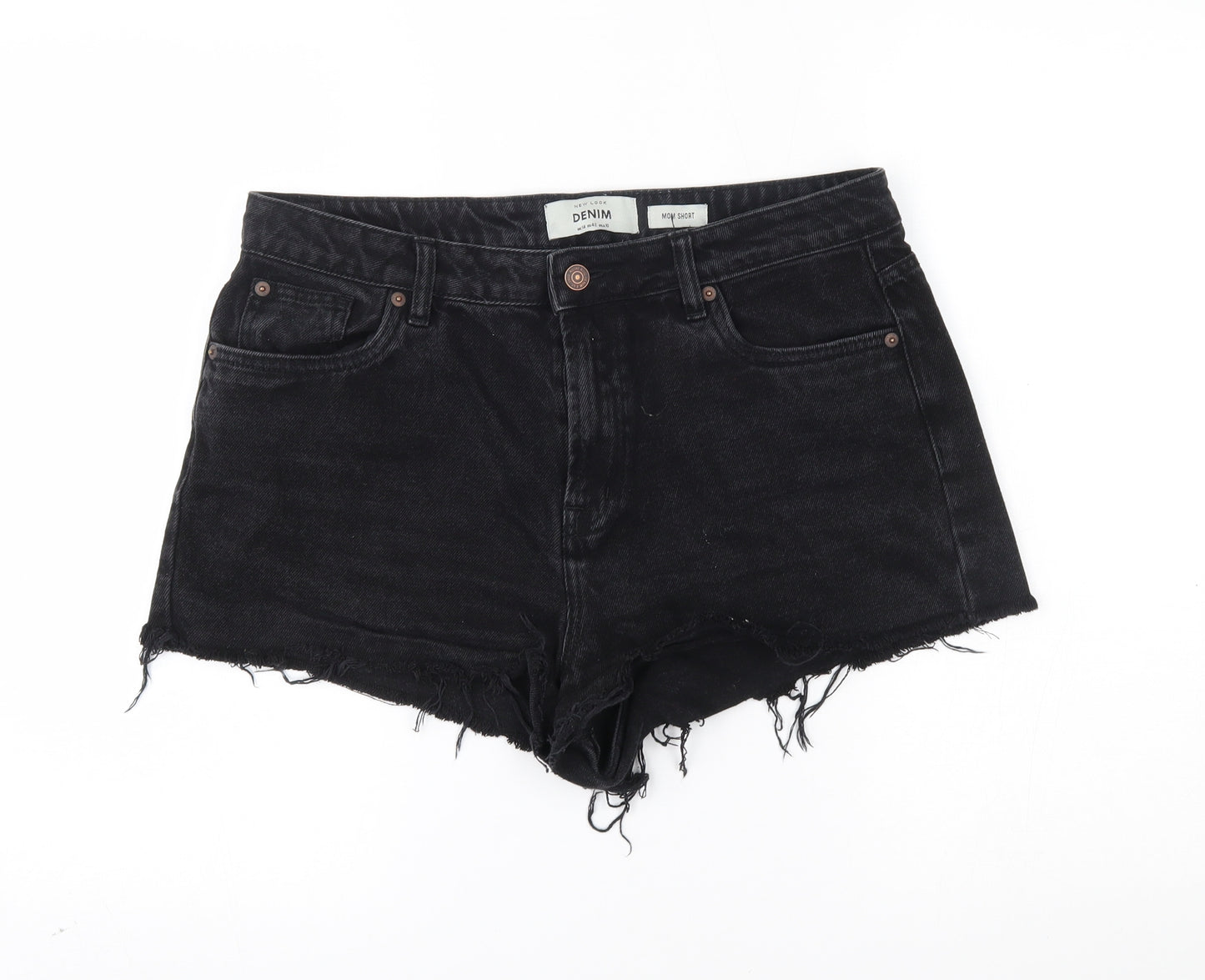 New Look Womens Black  Denim Mom Shorts Size 14
