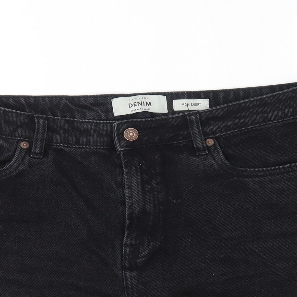 New Look Womens Black  Denim Mom Shorts Size 14