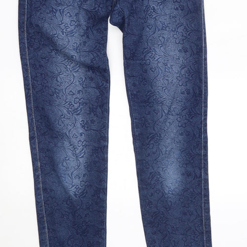 Preworn Womens Blue Floral  Skinny Jeans Size 6 L31 in