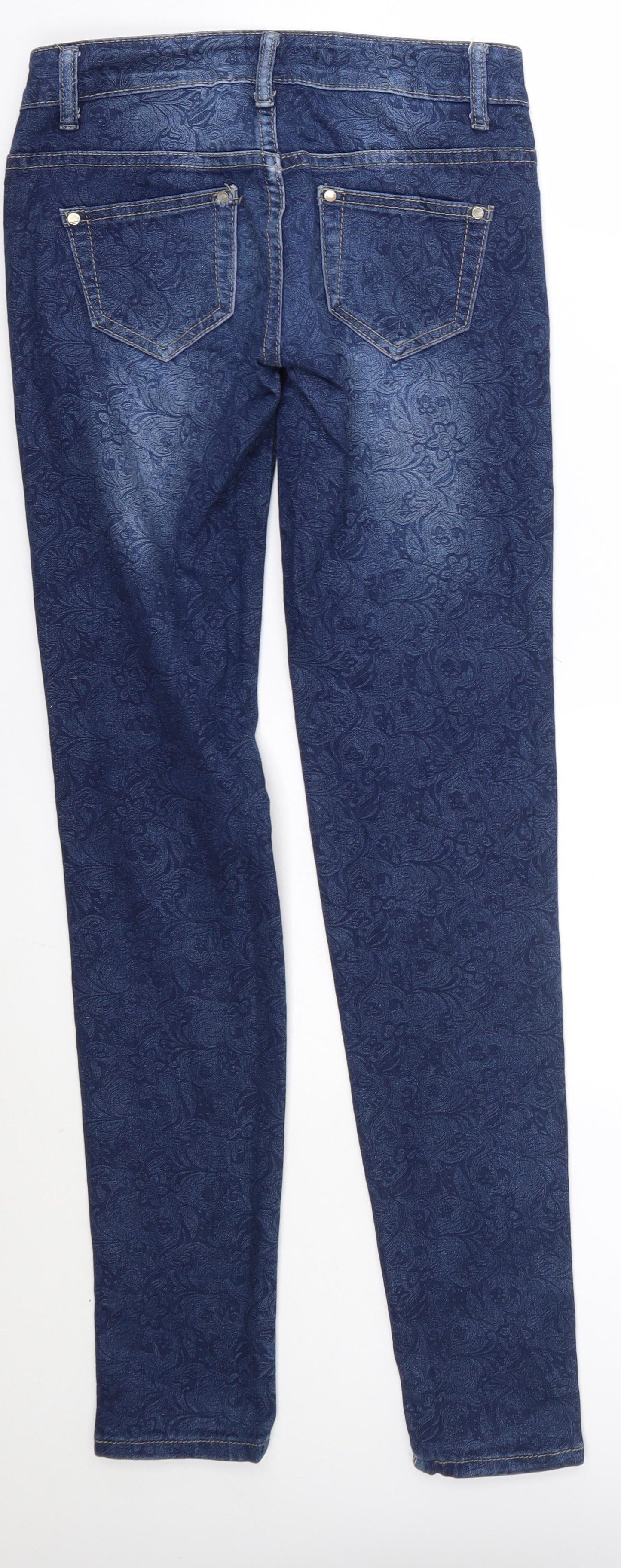 Preworn Womens Blue Floral  Skinny Jeans Size 6 L31 in