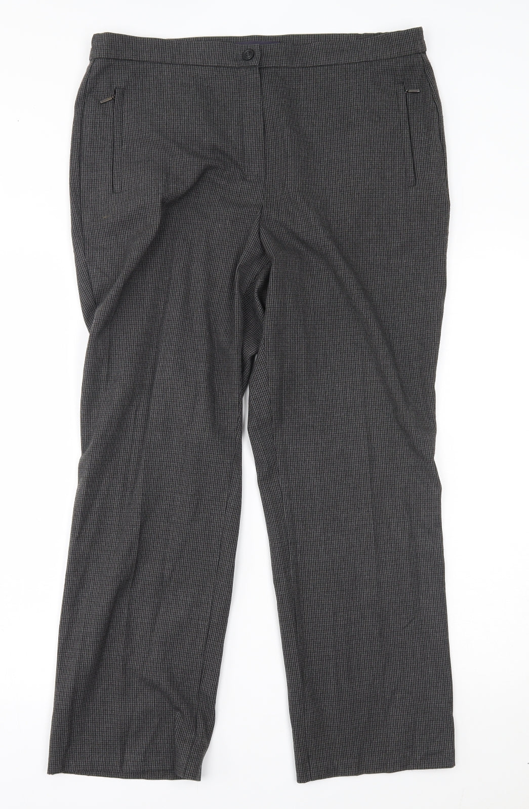M&S Womens Grey Plaid  Trousers  Size 14 L26 in
