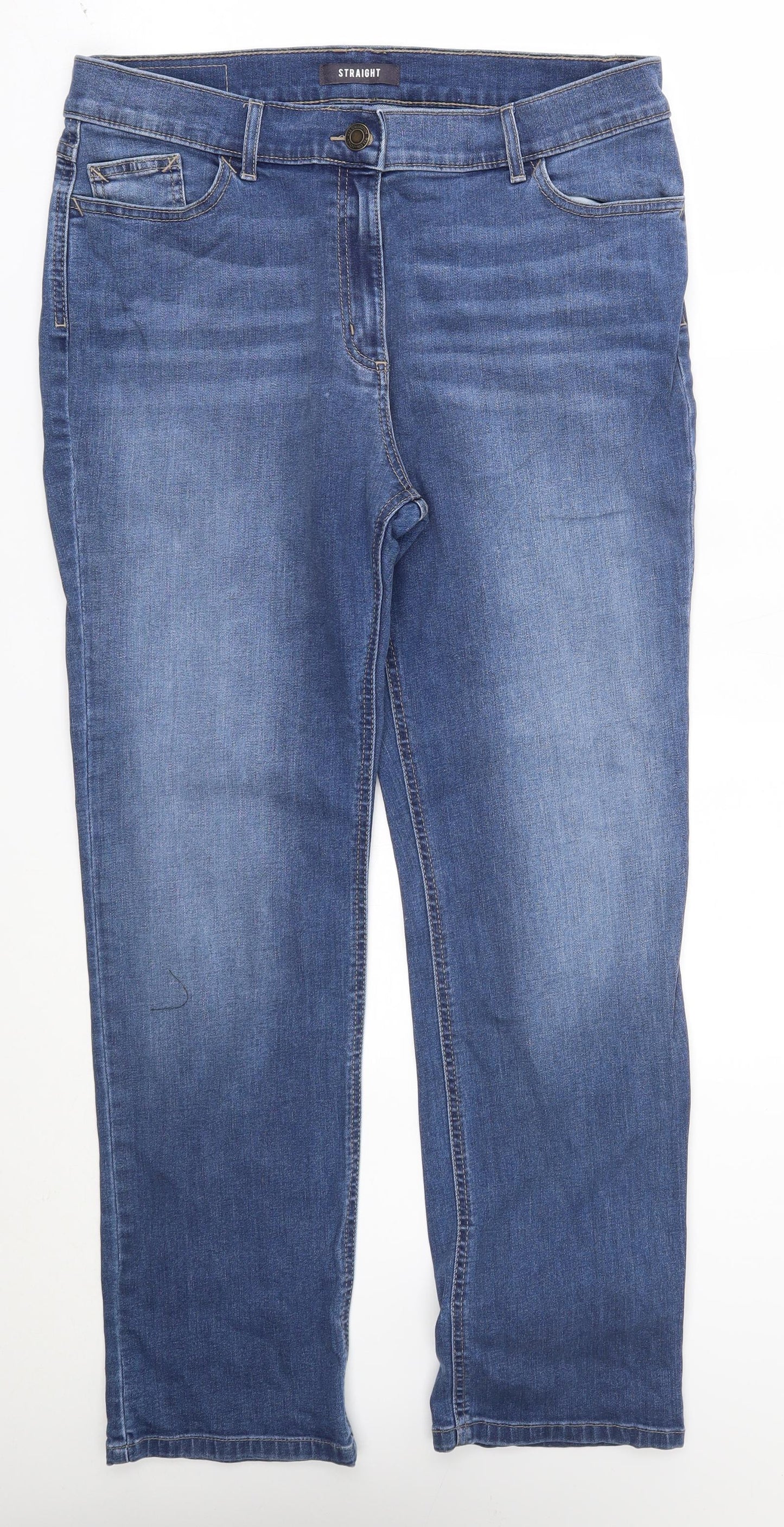 M&S Womens Blue   Straight Jeans Size 16 L31 in