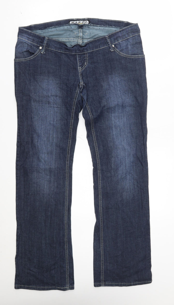makpl Womens Blue   Bootcut Jeans Size XL L32 in