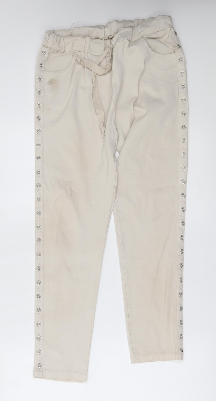 Preworn Womens Beige   Skinny Jeans Size 30 in L26 in - ring details