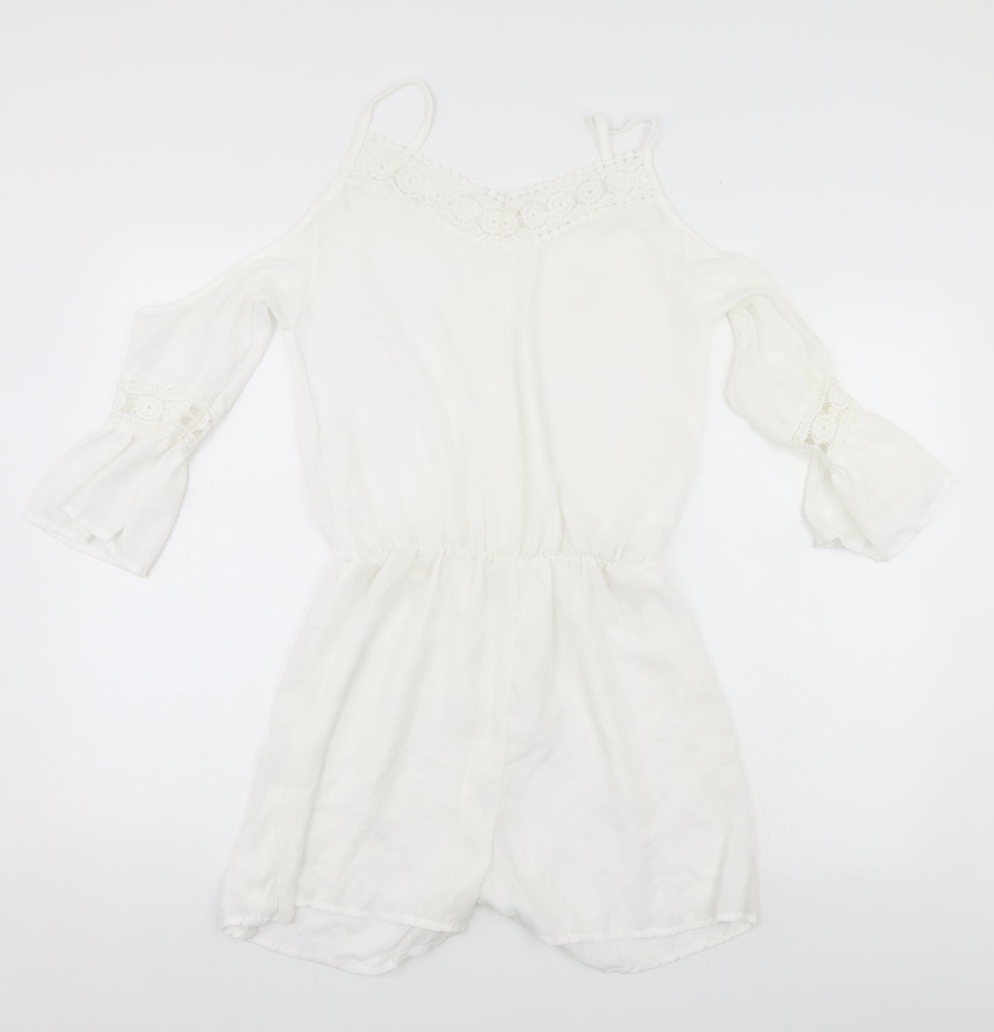 Preworn Womens White Solid  Top Bodysuit Size L