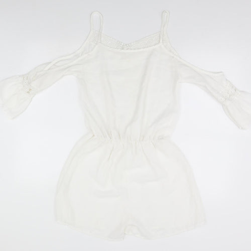 Preworn Womens White Solid  Top Bodysuit Size L