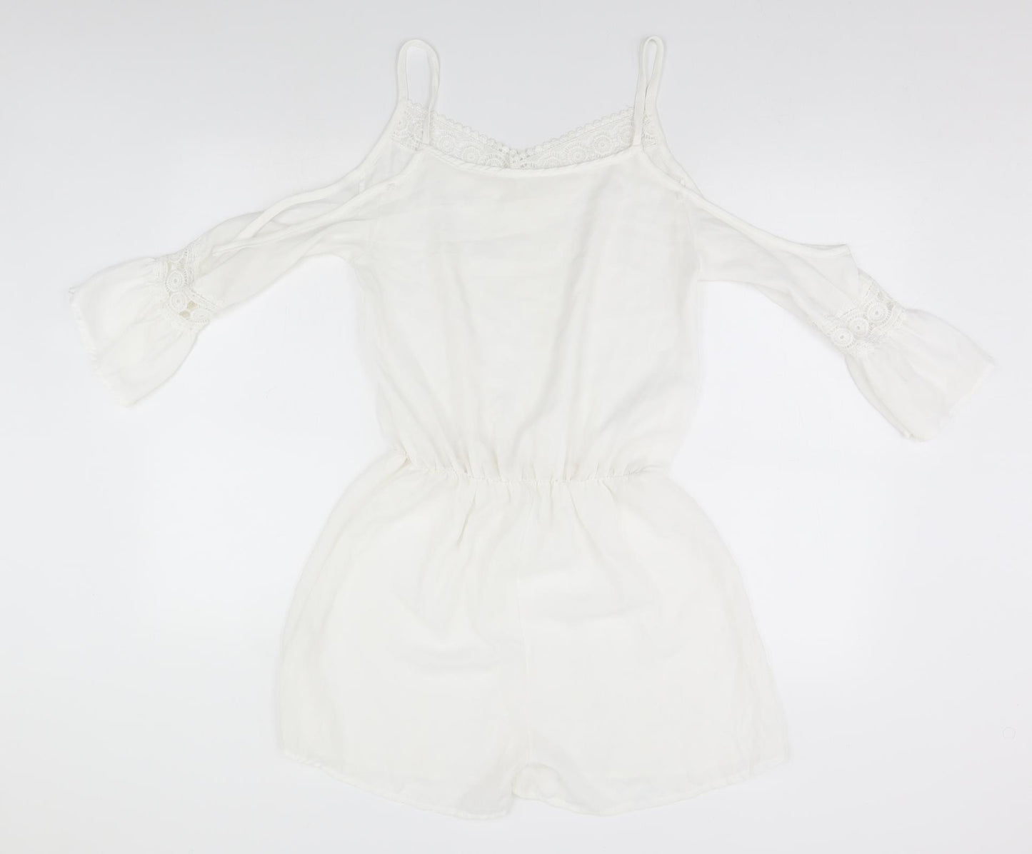 Preworn Womens White Solid  Top Bodysuit Size L