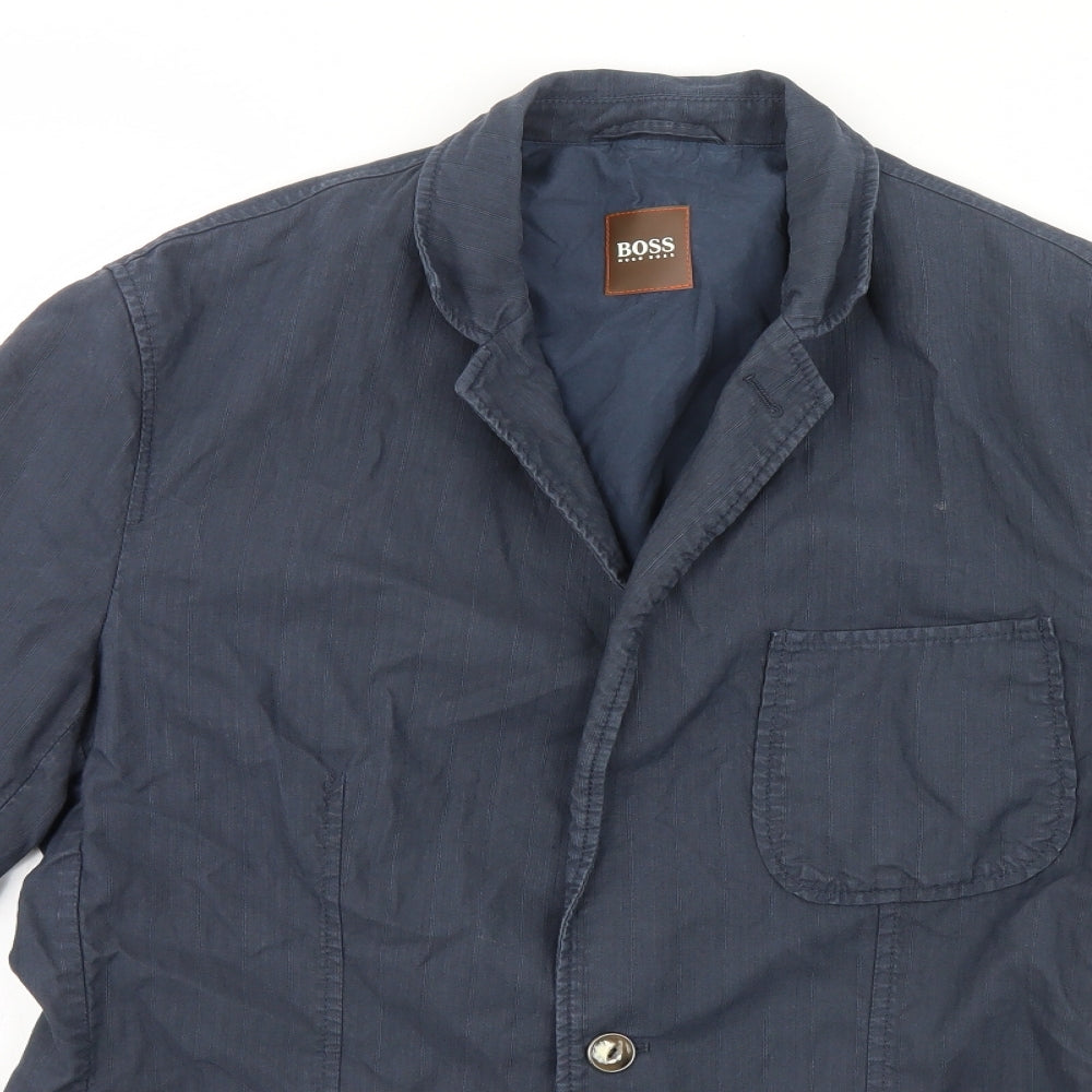 HUGO BOSS Mens Blue   Overcoat Coat