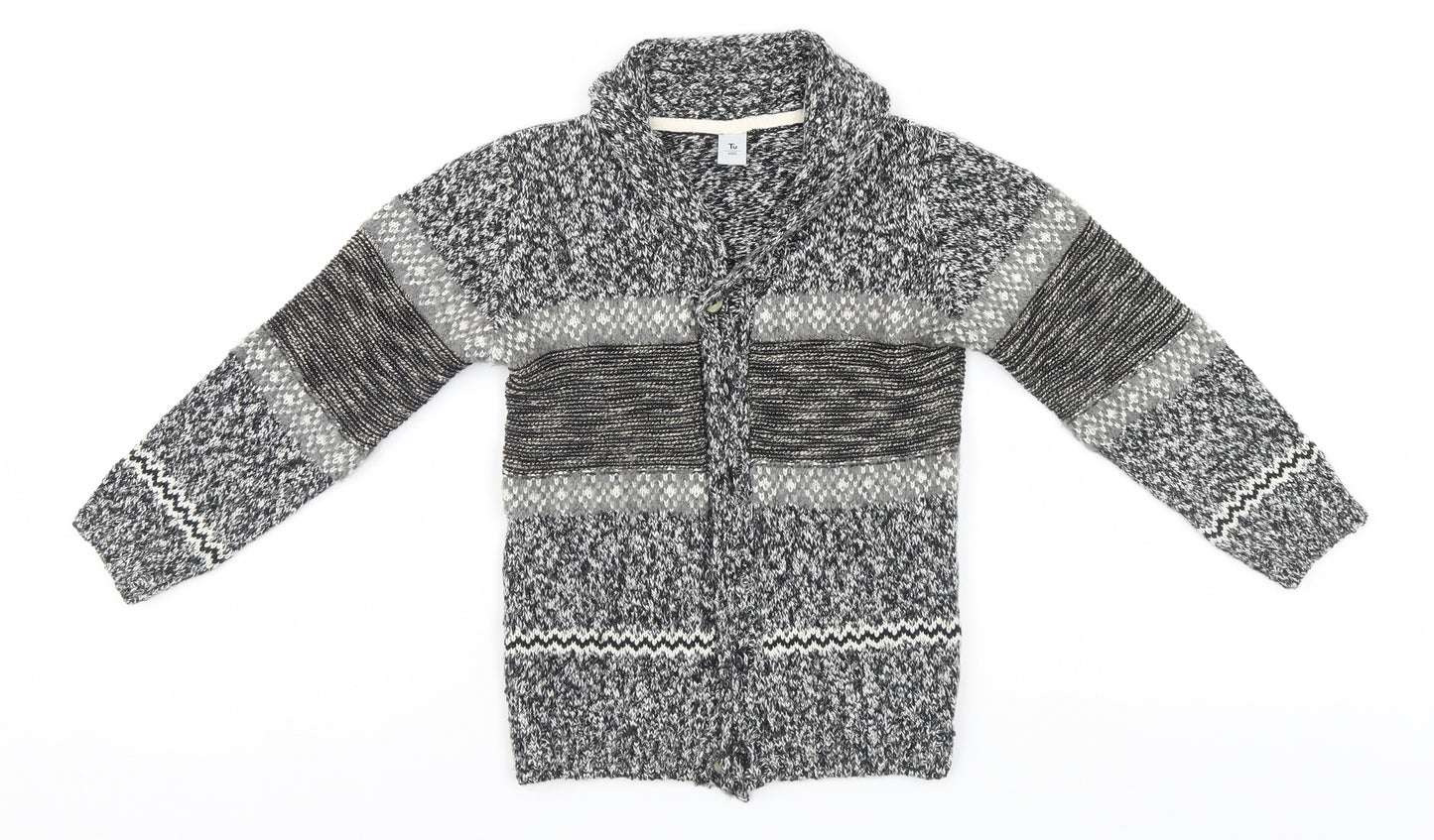 TU Girls Grey Striped  Cardigan Jumper Size 4-5 Years